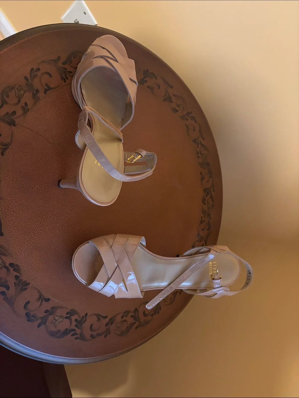 Stuart Weitzman Blush Strappy Block Heel Sandals